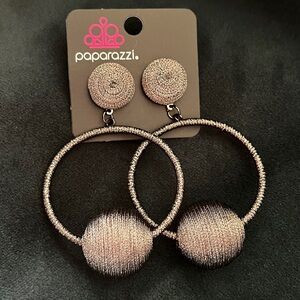 Post earring. Gunmetal/fabric wrapped.